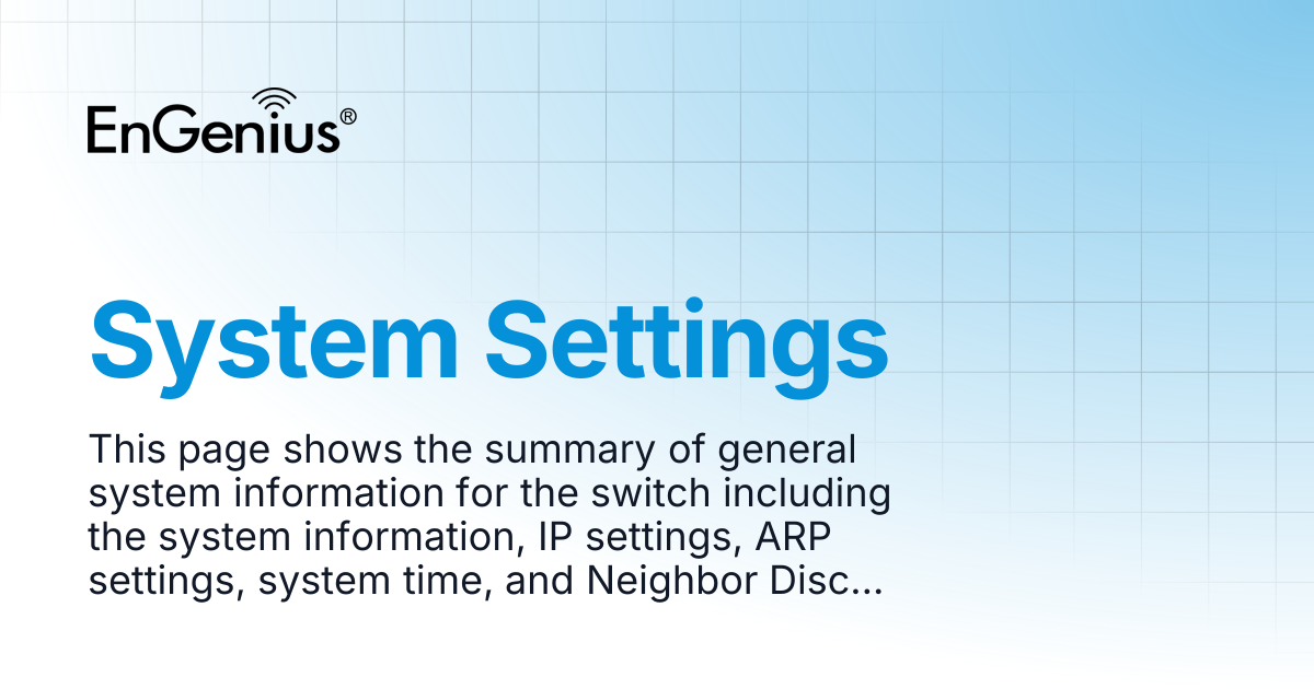 System Settings | EnGenius Documentation